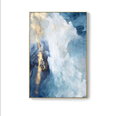 TPFLiving Leinwandbild Kunstdruck - Nordic Art Abstrakte Motive in Gold, Blau und Weiß - OHNE Rahmen - Bilder Wohnzimmer - Modell TPFL-LW-60-ME